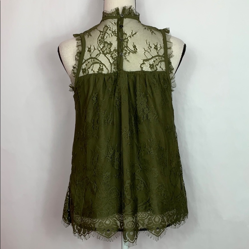 Xhilaration sleeveless olive green lace top - Picture 4 of 7
